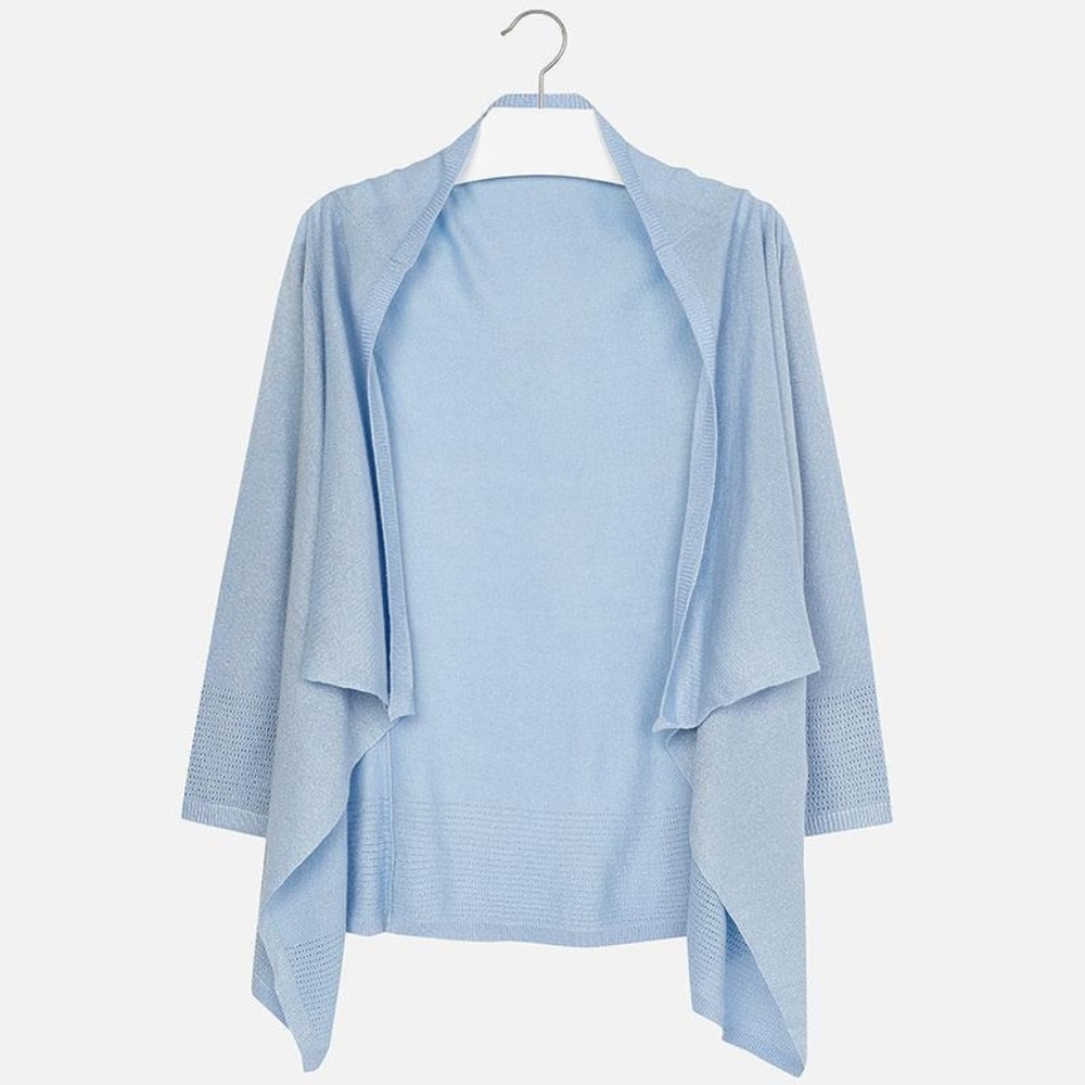 MAYORAL GIRLS BLUE SPARKLE WATERFALL CARDIGAN NWT